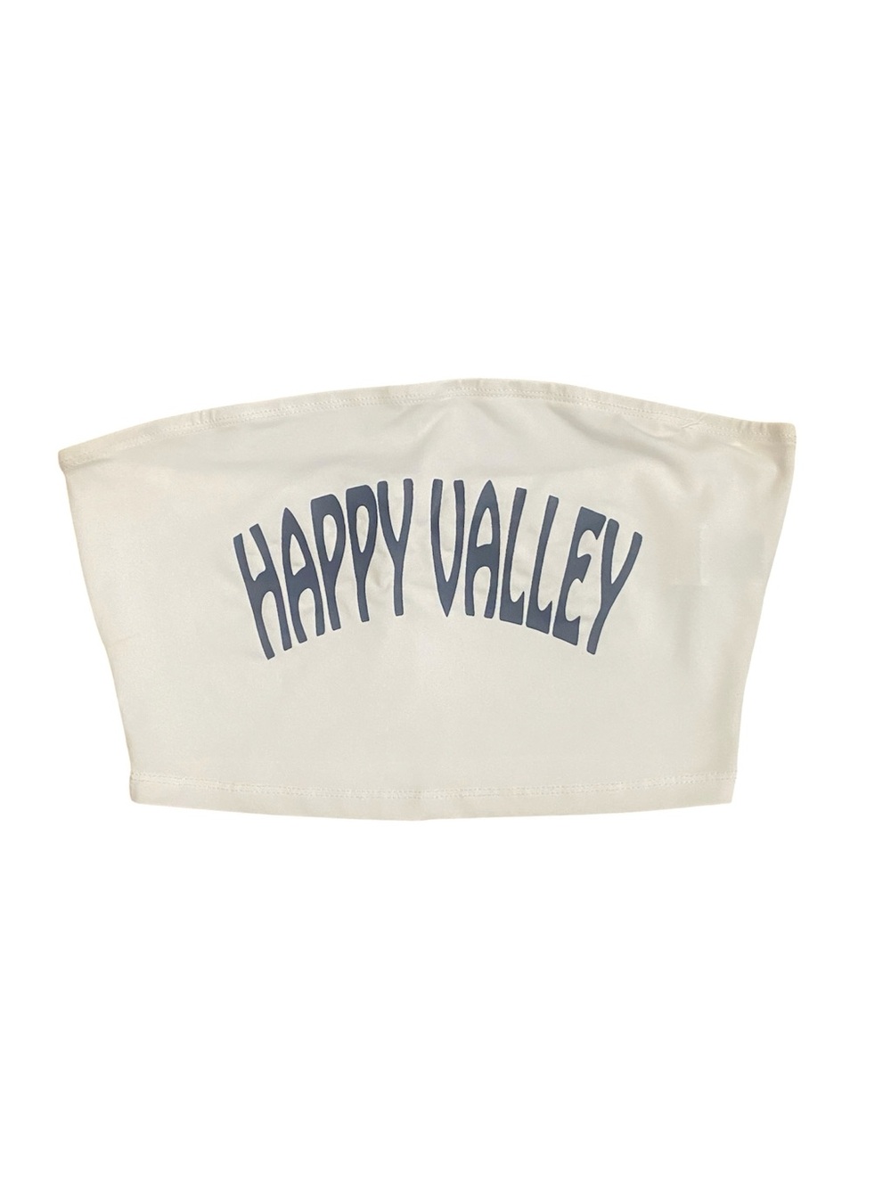SHEIN White "HAPPY VALLEY" Strapless Crop Top